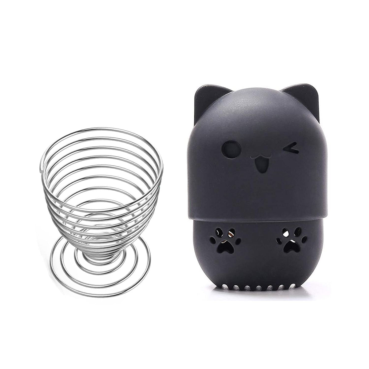 Beauty Sponge Travel & Dry Case Set - Black and Silver