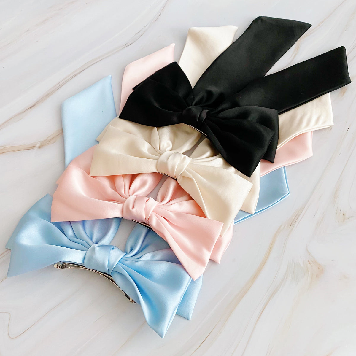Oversized Double Satin Bow Hair Clip