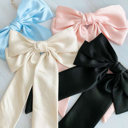 Oversized Double Satin Bow Hair Clip