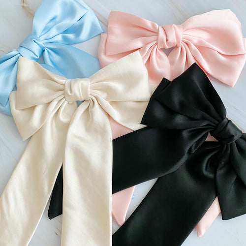 Oversized Double Satin Bow Hair Clip