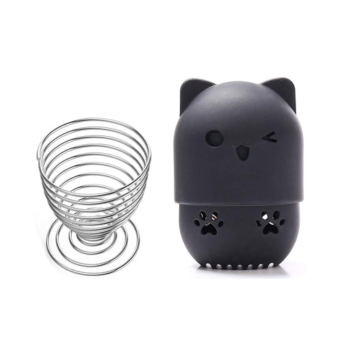 Beauty Sponge Travel & Dry Case Set - Black and Silver
