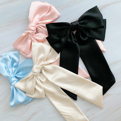 Oversized Double Satin Bow Hair Clip