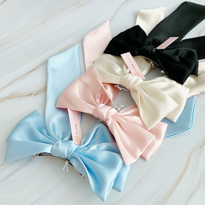 Oversized Double Satin Bow Hair Clip