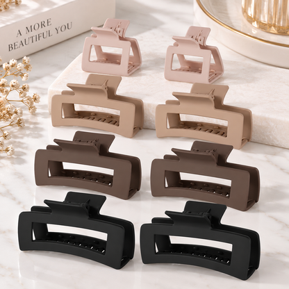 4-Size Matte Hair Claw Clip Set – 8 Piece