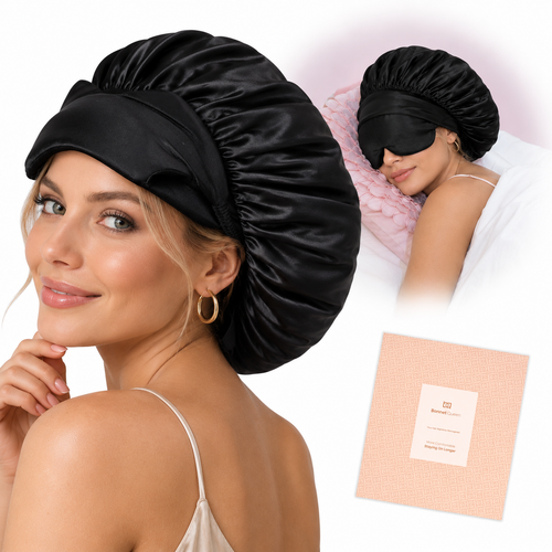 Silk Bonnet with Built-In Sleep Mask