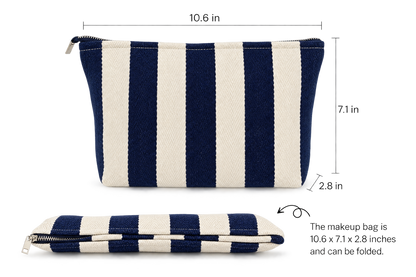 Blue Stripe Canvas Cosmetic Pouch