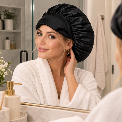 Silk Bonnet with Built-In Sleep Mask