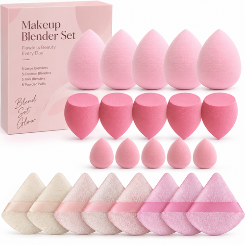 21-Piece Multicolored Makeup Sponge Set